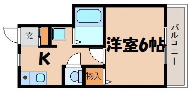 フルーレ矢野(1K/2階)の間取り写真