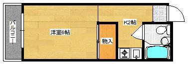 Sビル段原(1K/2階)の間取り写真