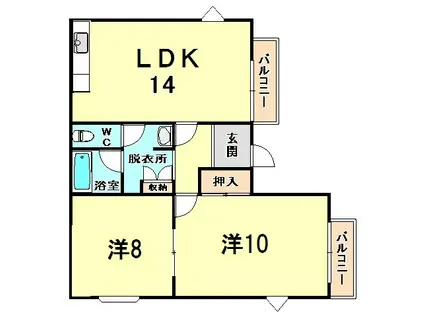 夙川ハイムミキ(2LDK/2階)の間取り写真