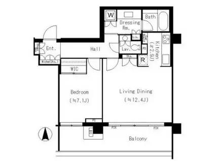 広尾ガーデンフォレスト E棟(1LDK/3階)の間取り写真