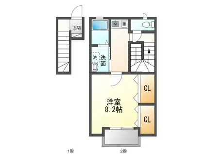 APARTMENT IN ウエスト(1K/2階)の間取り写真