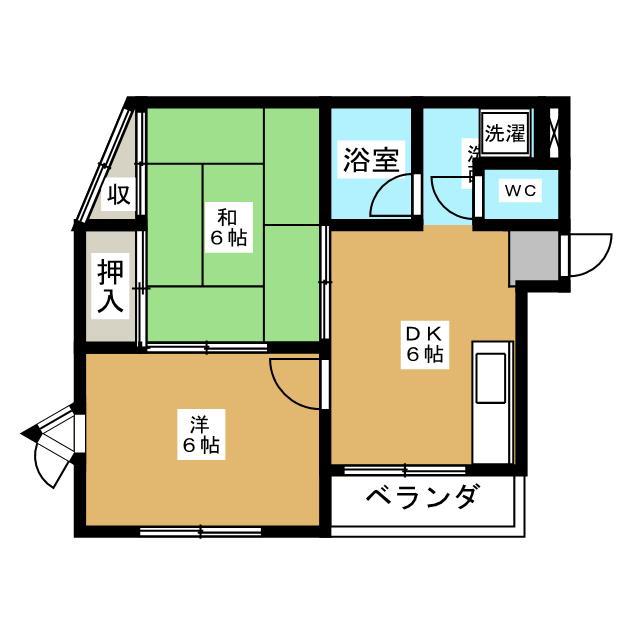 シティマンションウィング(2DK/2階)の間取り写真