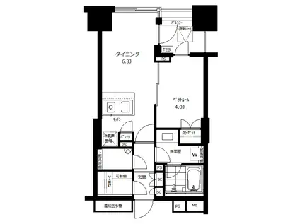 クオリア神南フラッツ(1DK/7階)の間取り写真