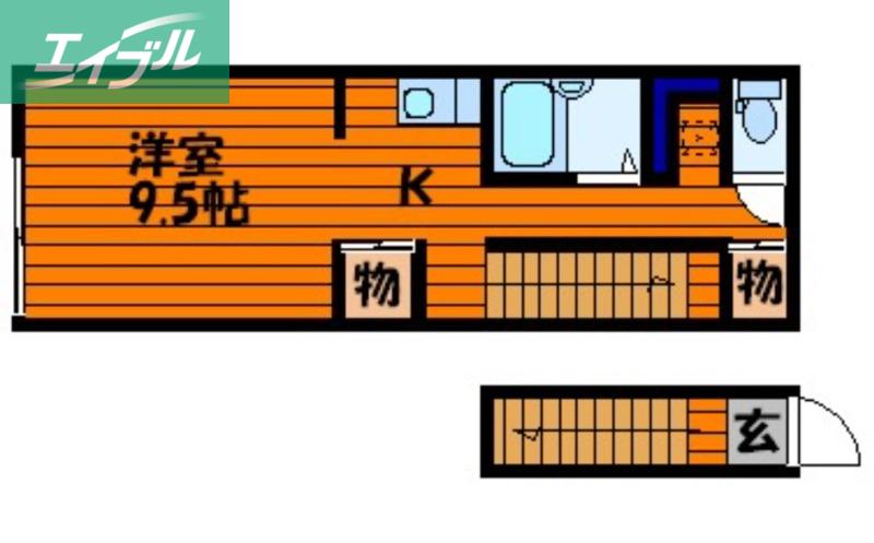 レアル南方II(1K/2階)の間取り写真