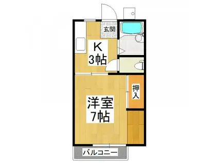 レガシィ千代田II(1K/1階)の間取り写真