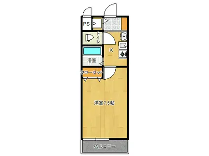 プランドール三萩野(1K/1階)の間取り写真