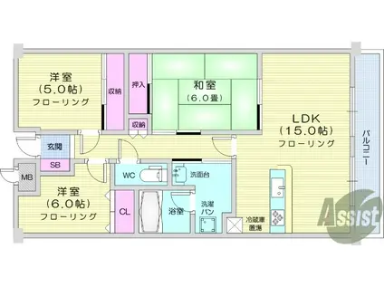マジェスティックマンション多賀城(3LDK/3階)の間取り写真
