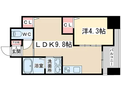ノルデンハイム梅田東(1LDK/3階)の間取り写真