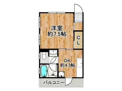 吉野ハウス(1K/1階)の間取り写真