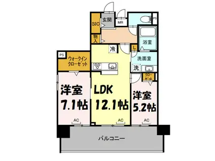 LENVOL MEIEKI(2LDK/9階)の間取り写真