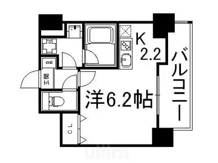 ALTA京都堀川WINDOOR(1K/3階)の間取り写真