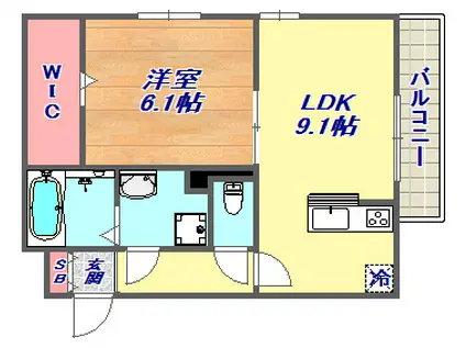 サンテデラファミーユ(1LDK/2階)の間取り写真