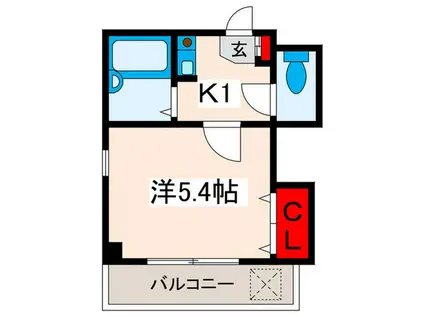 オータムマウンテン二番館(1K/2階)の間取り写真