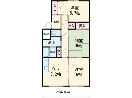 近鉄名古屋線 近鉄長島駅 徒歩14分 4階建 築28年(3DK/3階)の間取り写真