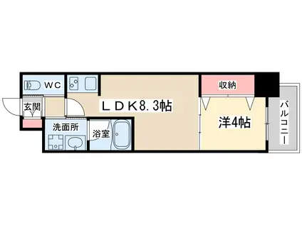 コンフォリア西天満(1LDK/7階)の間取り写真
