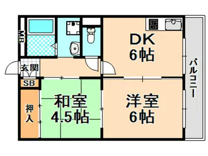 中島マンション(2DK/3階)の間取り写真