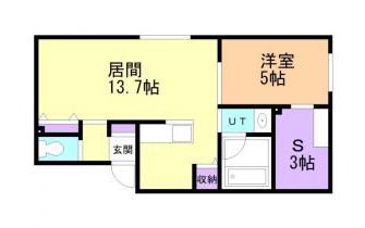 COMODO(1LDK/1階)の間取り写真