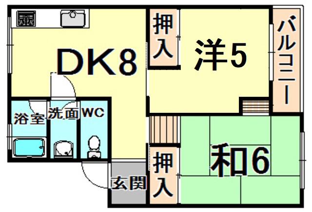 ハイツ桜ヶ丘(2DK/4階)の間取り写真
