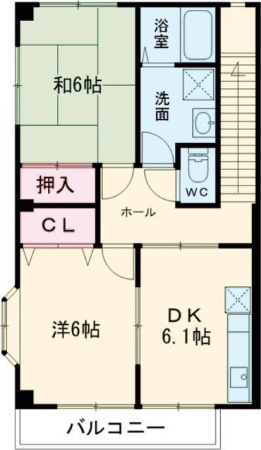 ハイステージソラル A棟(2DK/1階)の間取り写真