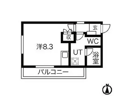 PRE CHER八田(1K/2階)の間取り写真