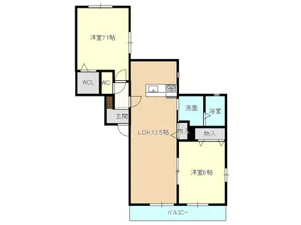 クレール宮前(2LDK/2階)の間取り写真