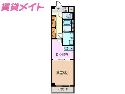 ボナール(1DK/1階)の間取り写真