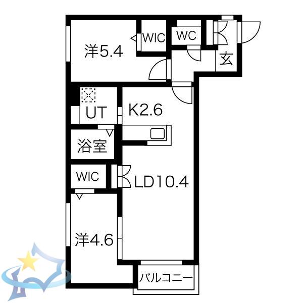 ALPHA GRANDE札幌南4条(2LDK/2階)の間取り写真