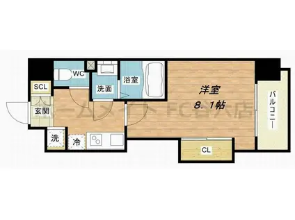 LUXE難波西II(1K/12階)の間取り写真