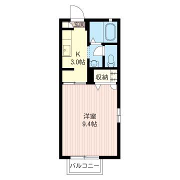 サンライズG(1K/2階)の間取り写真