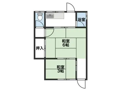 谷川ハイツ(2K/1階)の間取り写真