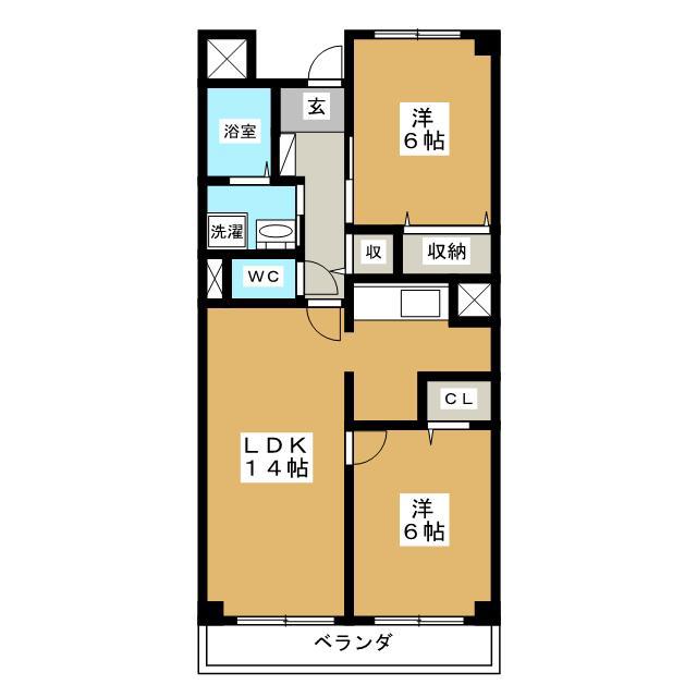 レジダンスY(2LDK/3階)の間取り写真
