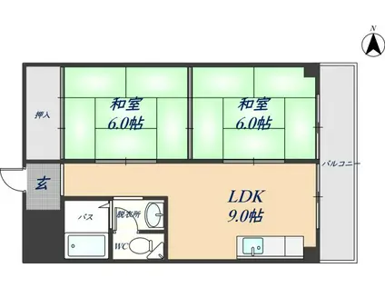 沼ハイツ(2LDK/2階)の間取り写真