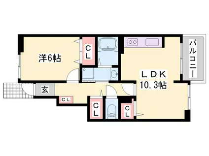 ピエデルモンテIII(1LDK/1階)の間取り写真