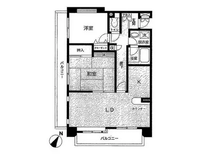 ザ・ルネサンスヒルズI(2LDK/2階)の間取り写真