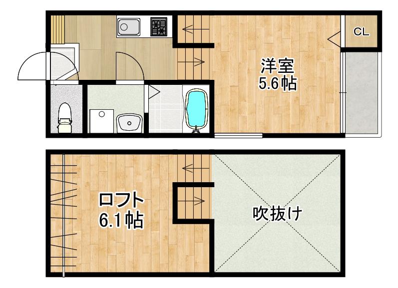 MODERN PALAZZO ISAHAYA IO(1SK/2階)の間取り写真