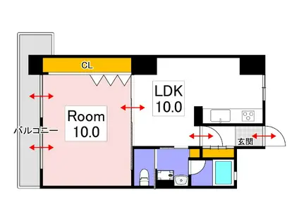 クリスタルハイツ(1LDK/4階)の間取り写真