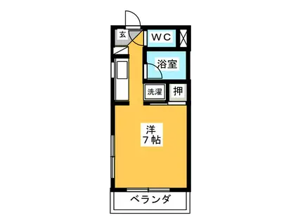 ヴィラII 北棟(ワンルーム/3階)の間取り写真