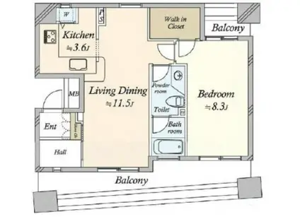 ジェイパーク芝浦ベイサイドスクエア(1LDK/6階)の間取り写真