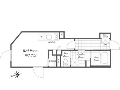 REVE RESIDENCE白金台 レーヴ レジデンスシロカネダイ(ワンルーム/3階)の間取り写真