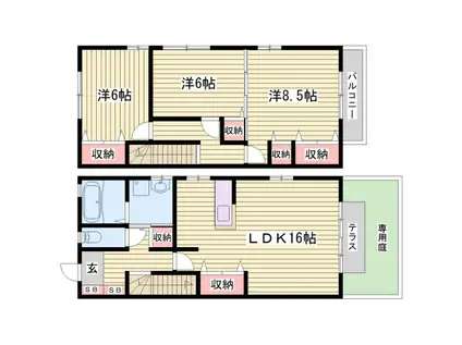 プレリビイエール(3LDK/1階)の間取り写真