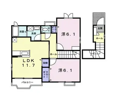 マロニエハイツ I(2LDK/2階)の間取り写真