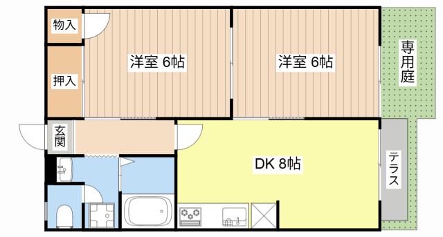 メゾン今村(2DK/1階)の間取り写真