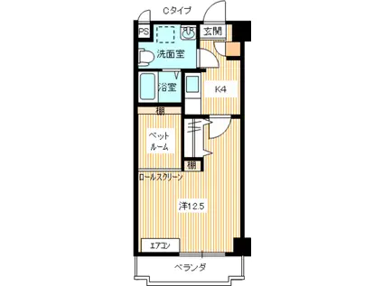 熊野壱番館(1K/2階)の間取り写真