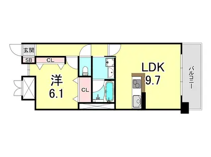 フェニックスK2(1LDK/4階)の間取り写真