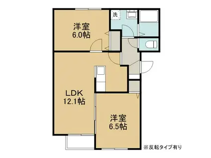 かくぼウエストヒルズA(2LDK/1階)の間取り写真