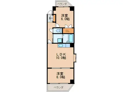 リムファーストビル(2LDK/7階)の間取り写真