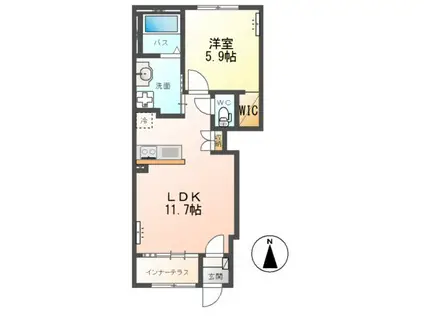 アーバングレイスII(1LDK/1階)の間取り写真