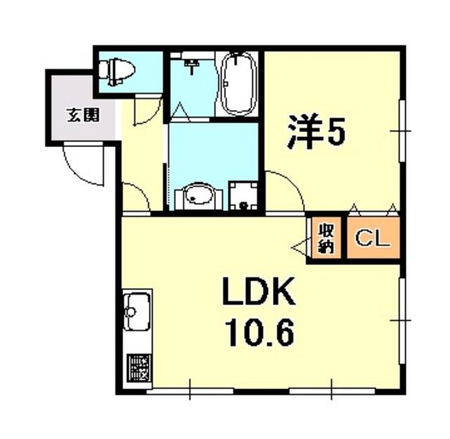 灘ハイツ(1LDK/4階)の間取り写真