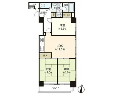 ブライトシティ柏木(3LDK/11階)の間取り写真