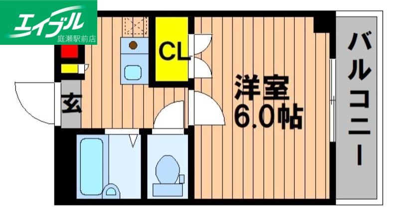 ハッピーハイツ今(1K/2階)の間取り写真